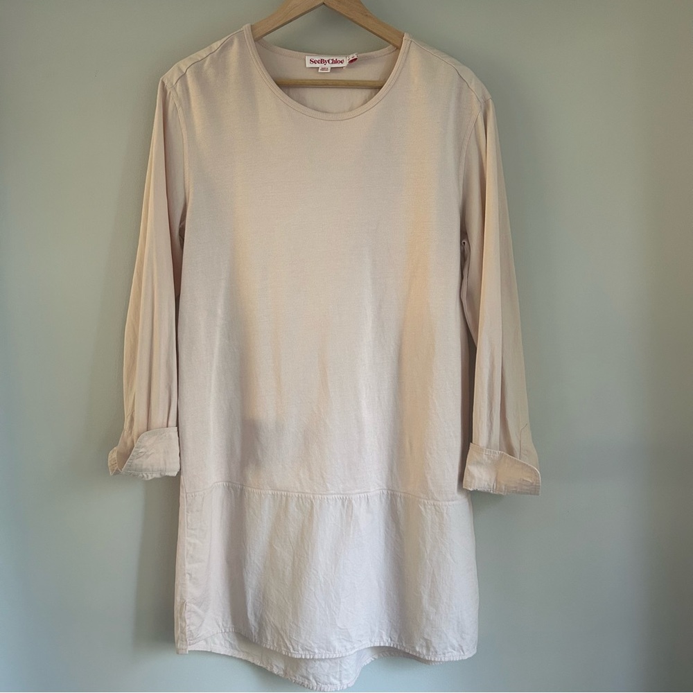See By Chloé Comfy Cotton Shirt Dress Tunic Like-New Size 10 - Picture 3 of 15